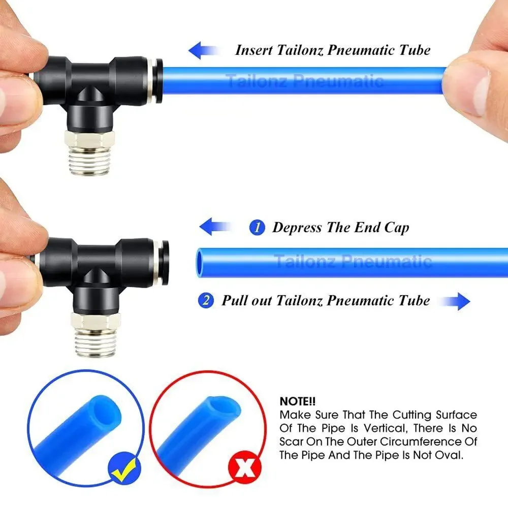 10 PACK TAILONZ PNEUMATIC Male Branch Tee 1/4 Inch Tube OD x 1/4 Inch NPT